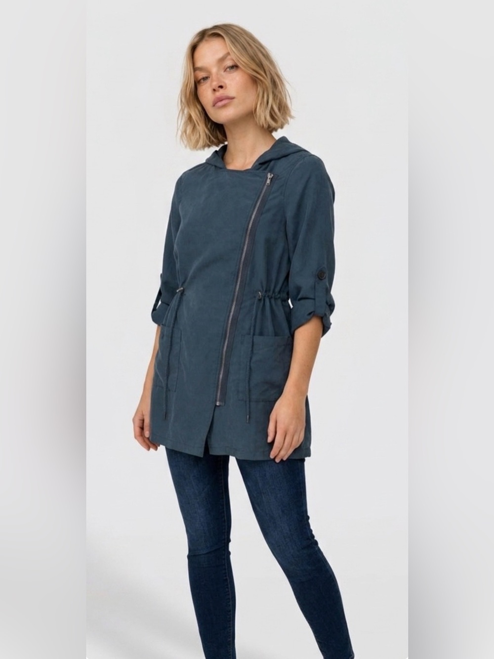 H&M Hooded Lightweight Jacket in Teal Blue